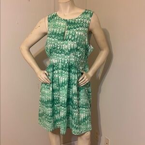 ModCloth Green Patterned Sleeveless Dress